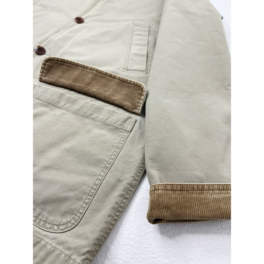 LL Bean Chore Jacket Mens XLT Beige Khaki Corduroy Collar Field Barn Coat 0-BGW5 - Picture 6 of 11